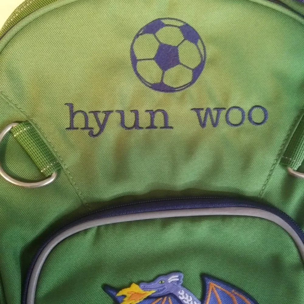 New pottery barn kids fairfax backpack Dragon patch and the name hyun woo